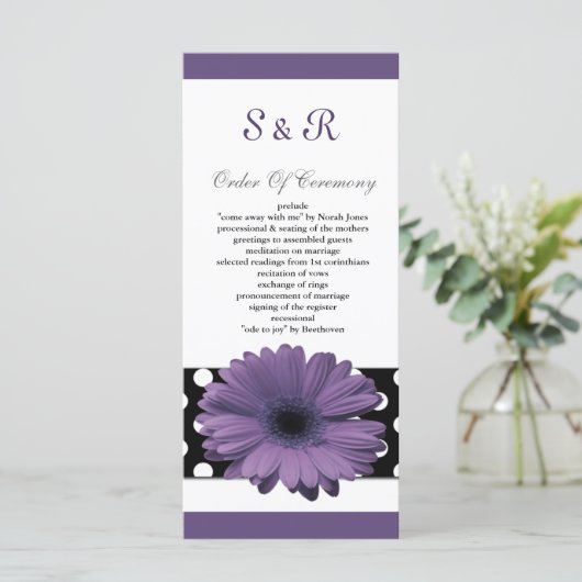 Punkte lila Hochzeitsprogramm Programm (Stehend Vorderseite)