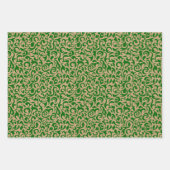 Punkte mit roter grüner Damaske auf brauner Kraft  Geschenkpapier Set (Vorderseite 3)