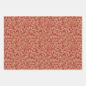 Punkte mit roter grüner Damaske auf brauner Kraft  Geschenkpapier Set (Vorderseite)