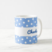 Punkte-Muster Blau Weiß Kaffeetasse (VorderseiteRechts)