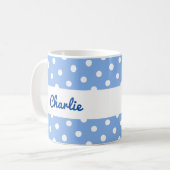 Punkte-Muster Blau Weiß Kaffeetasse (Vorderseite Links)