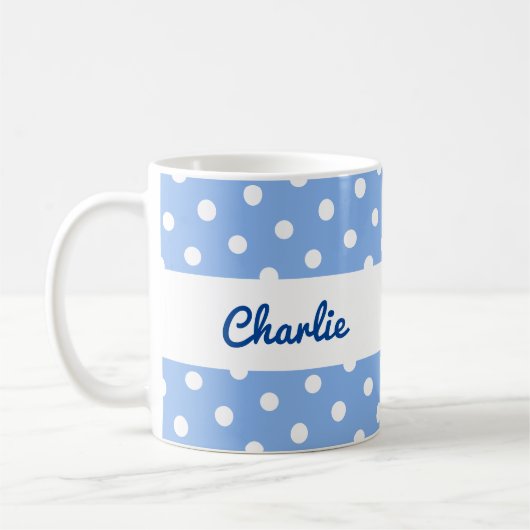 Punkte-Muster Blau Weiß Kaffeetasse (Links)