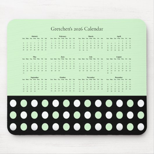 Punkte-Muster – Kalender 2026 Mousepad (Vorne)