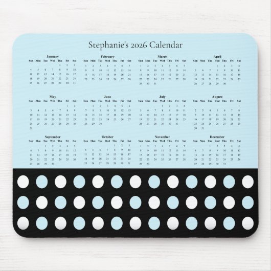 Punkte-Muster – Kalender 2026 Mousepad (Vorne)