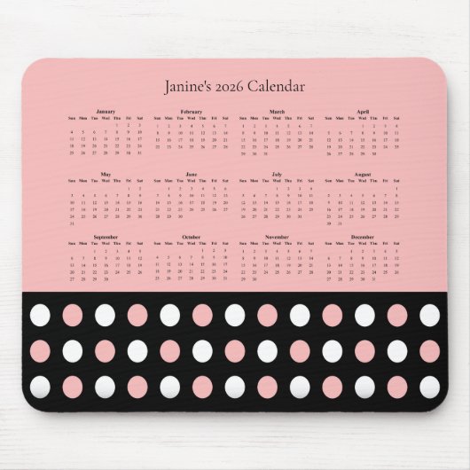 Punkte-Muster – Kalender 2026 Mousepad (Vorne)