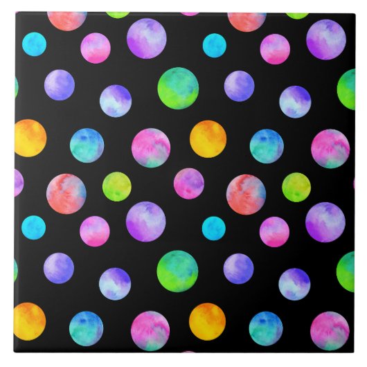 Punkte-Muster mehrfarbig Aquarell Fliese (Vorderseite)