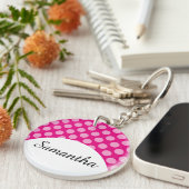 Punkte nahtloses Muster, weißes Transp. + Ihr Back Schlüsselanhänger (Vorderseite rechts)