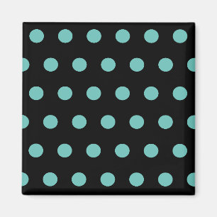 Punkte-Quadrat-Magnet (Schwarz & Aqua) Magnet