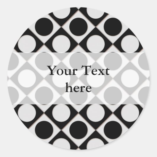 Punkte & Quadrate / Schwarz-weiß + Ihre Ideen Runder Aufkleber (Vorderseite)