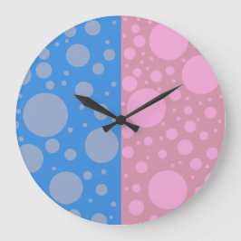 Punkte Rosa blaue Runde (große Wandklemme) Große Wanduhr