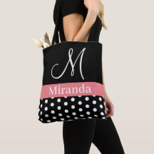 Punkte Schwarz Weiß Pink Monogramm Schrift
