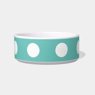 Punkte-Tier-Schüssel (Aqua und Weiß) Napf