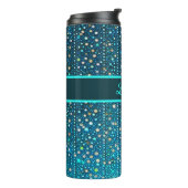 Punkte türkise blau Muster Thermosbecher (Nach links gedreht)