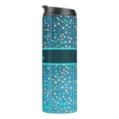 Punkte türkise blau Muster Thermosbecher (Nach rechts gedreht)