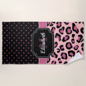 Punkte u. Leopard-Druck Strandtuch (Vorderseite)