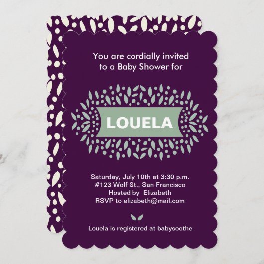 Punkte und Blätter Babydusche Einladung (Vorne/Hinten)