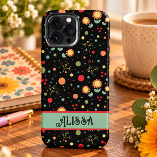 Punkte und Blumensträußchen Inspirivity Retro Mode iPhone 13 Pro Max Hülle