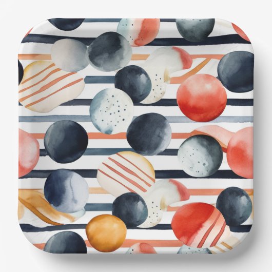 Punkte und Streifen 3 Pappteller (Vorderseite)