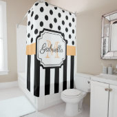 Punkte und Streifen Duschvorhang (Beispiel)