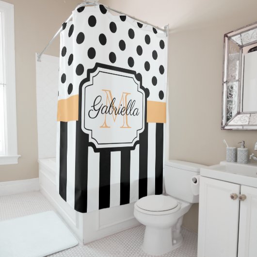 Punkte und Streifen Duschvorhang (Beispiel)