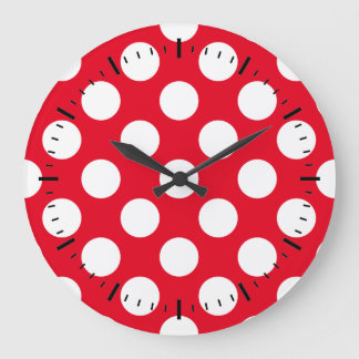 Punkte Weiß Rot Große Wanduhr