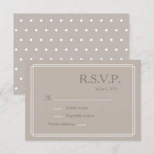 Punkte weiß taupe minimalistische Hochzeit RSVP Einladung