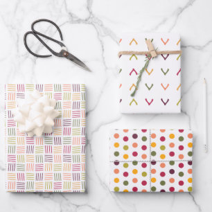 Punkte Wünschelruten Gewebte Linien - Geschenkpapier Set