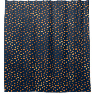 Punktfelder für metallische Polka aus Kupfer Duschvorhang