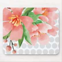 Punktierte Blumenmauspad mit Wasserfarben-Blüte