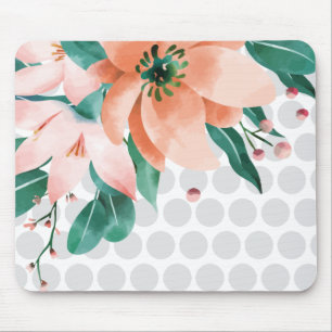 Punktierte Blumenmauspad mit Wasserfarben-Blüte Mousepad