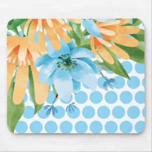 Punktierte Blumenmauspad mit Wasserfarben-Blüte Mousepad