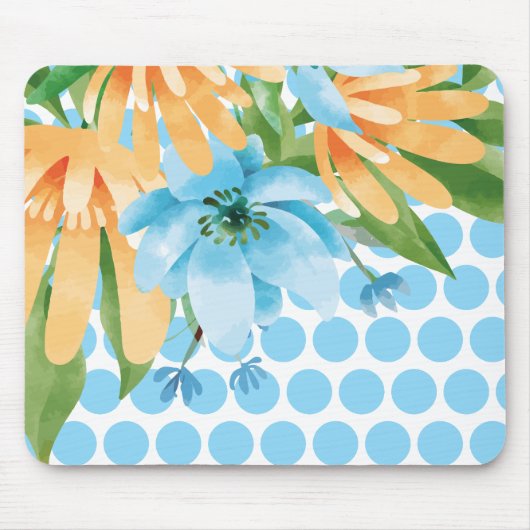 Punktierte Blumenmauspad mit Wasserfarben-Blüte Mousepad (Vorne)