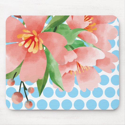 Punktierte Blumenmauspad mit Wasserfarben-Blüte Mousepad (Vorne)
