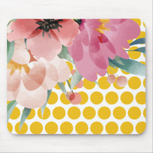Punktierte Blumenmauspad mit Wasserfarben-Blüte Mousepad