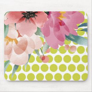 Punktierte Blumenmauspad mit Wasserfarben-Blüte Mousepad