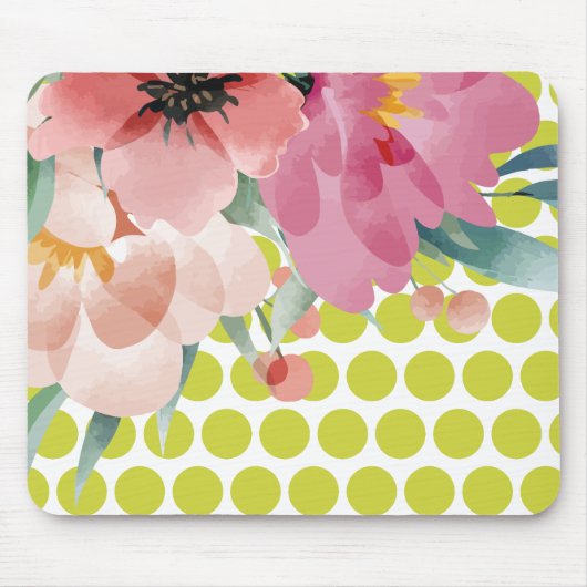 Punktierte Blumenmauspad mit Wasserfarben-Blüte Mousepad (Vorne)