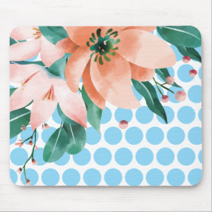 Punktierte Blumenmauspad mit Wasserfarben-Blüte Mousepad