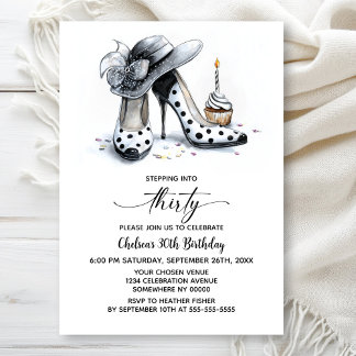 Punktierte High Heels zum 30. Geburtstag Einladung