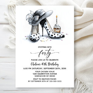 Punktierte High Heels zum 40. Geburtstag Einladung