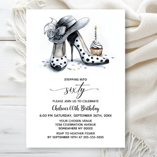 Punktierte High Heels zum 60. Geburtstag Einladung