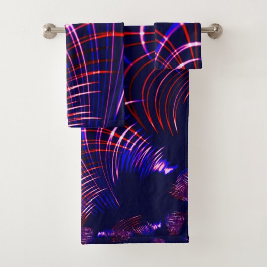 Punktierte Kurven von blau bis rot und weiß. Altro Badhandtuch Set (Insitu)