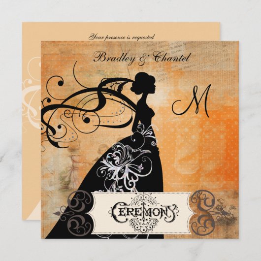 Punktierte orange einladung (Vorne/Hinten)