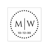 Punktierte Punkte Runder Rahmen Zwei Anfangsmonogr Gummistempel (Prägung)