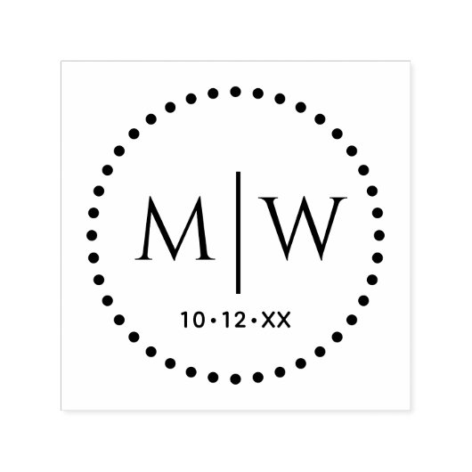 Punktierte Punkte Runder Rahmen Zwei Anfangsmonogr Permastempel (Design)