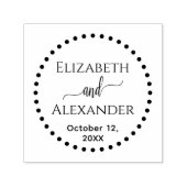 Punktierte Round Frame Bride Groom Namen Datum Hoc Permastempel (Design)