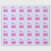 Punktierte Smiley-Cupcakes Geschenkpapier (Flach)