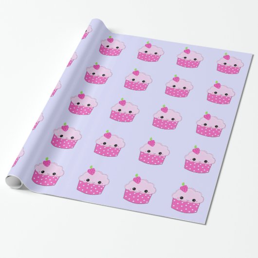 Punktierte Smiley-Cupcakes Geschenkpapier (Ungerollt)