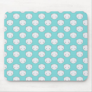 Punktierte weiße Katzengesicht auf Türkis Mousepad