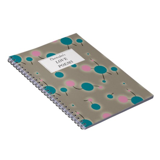 Punktiertes Universum-Retro Grau mit Notizblock (Rechte Seite)