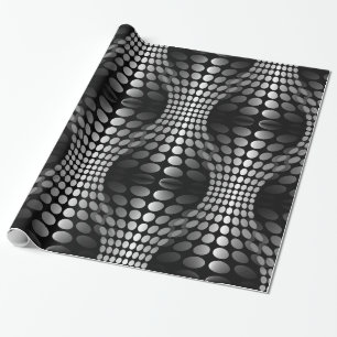 Punktiertes Wellen-Tapetenschwarzes u. -WEISS Geschenkpapier